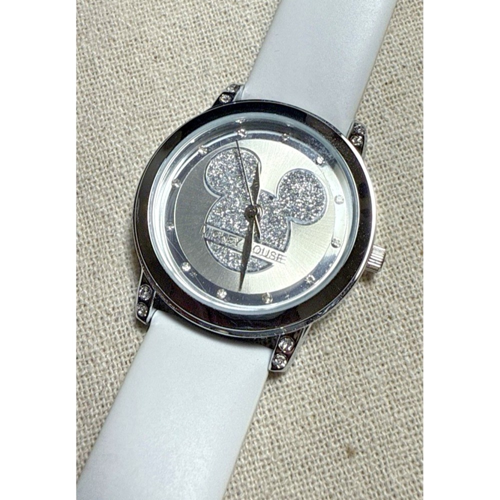 Mickey Mouse Bariho Stainless‎ Steel Watch New with white 8" band